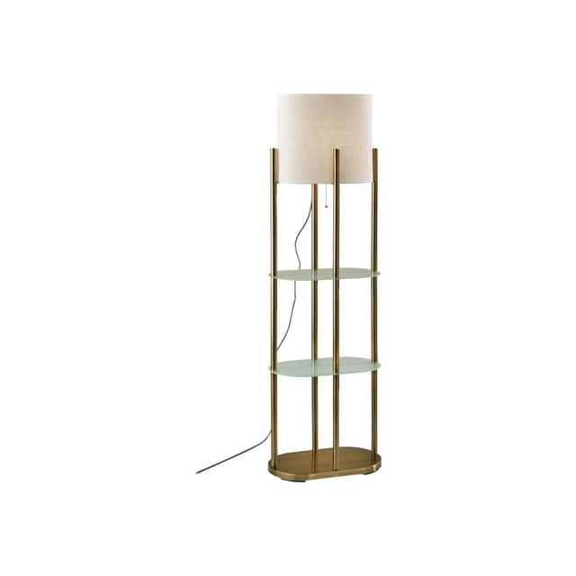 Adesso Norman - Lampadaire - 1 Douille - E26 - Laiton antique, Blanc Cassé