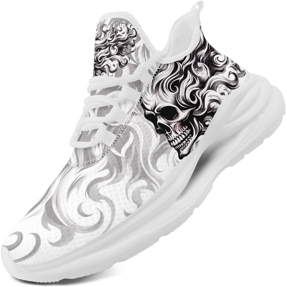 Coolcustomize Men's Gothic Running Shoes Skull Punk Cool Sneakers Women's Lightweight Breathable Casual Streetwear Walking Sneakers for Gym