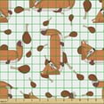 thumbnail image 2 of Ambesonne Fox Fabric by the Yard Upholstery, Cartoon Pattern Meat and Animal, 3 Yards, Burnt Sienna Cinnamon, 2 of 5