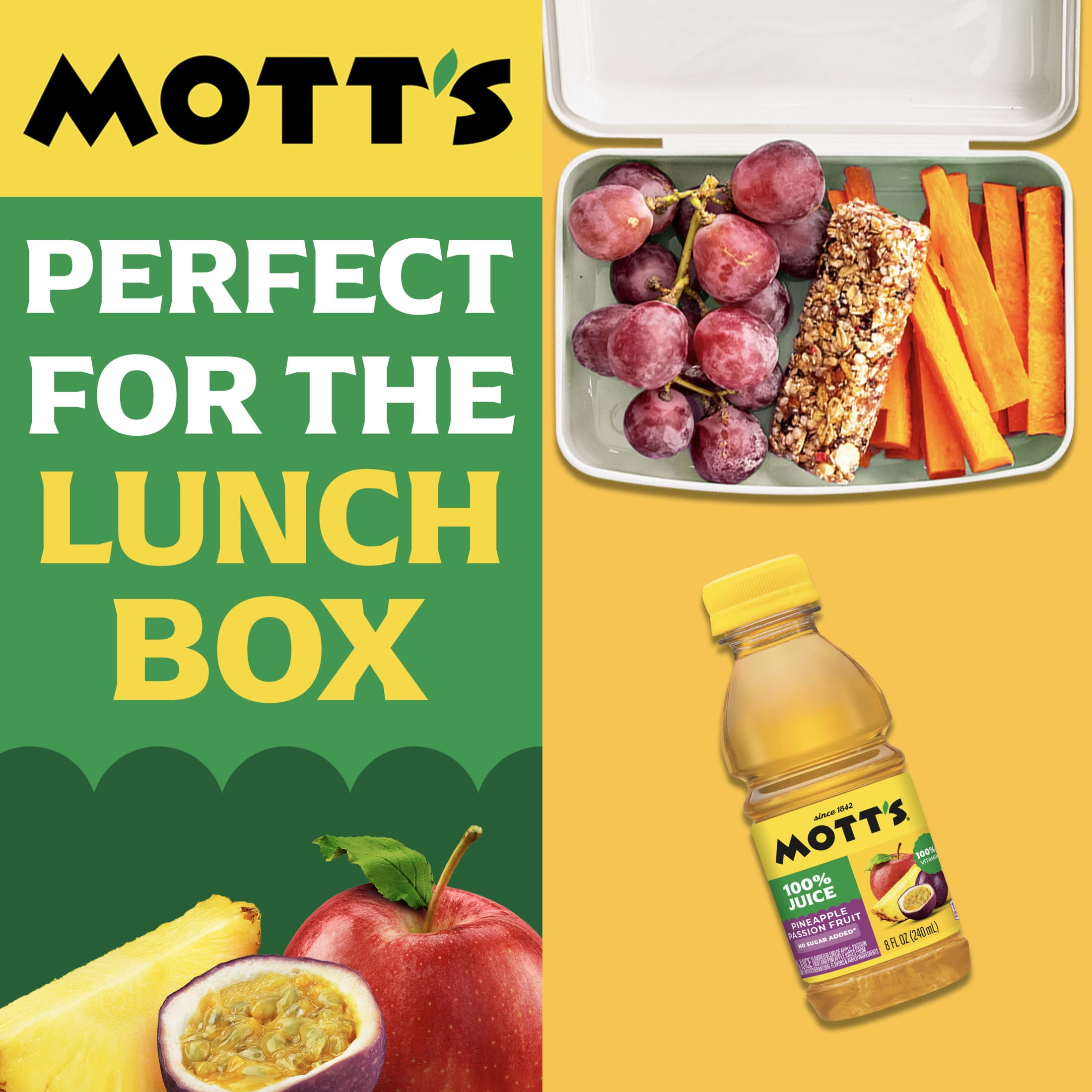 (4 pack) Mott's 100% Pineapple Passion Fruit Juice Blend, 8 fl oz, 6 Count Bottles