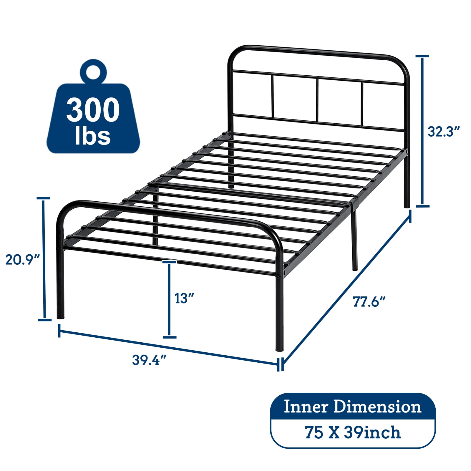 Scio 14'' High White Bed Frame Metal Bedframes with Protection Pads Noisy Free Anti Slip Alwyn Home Size: Twin