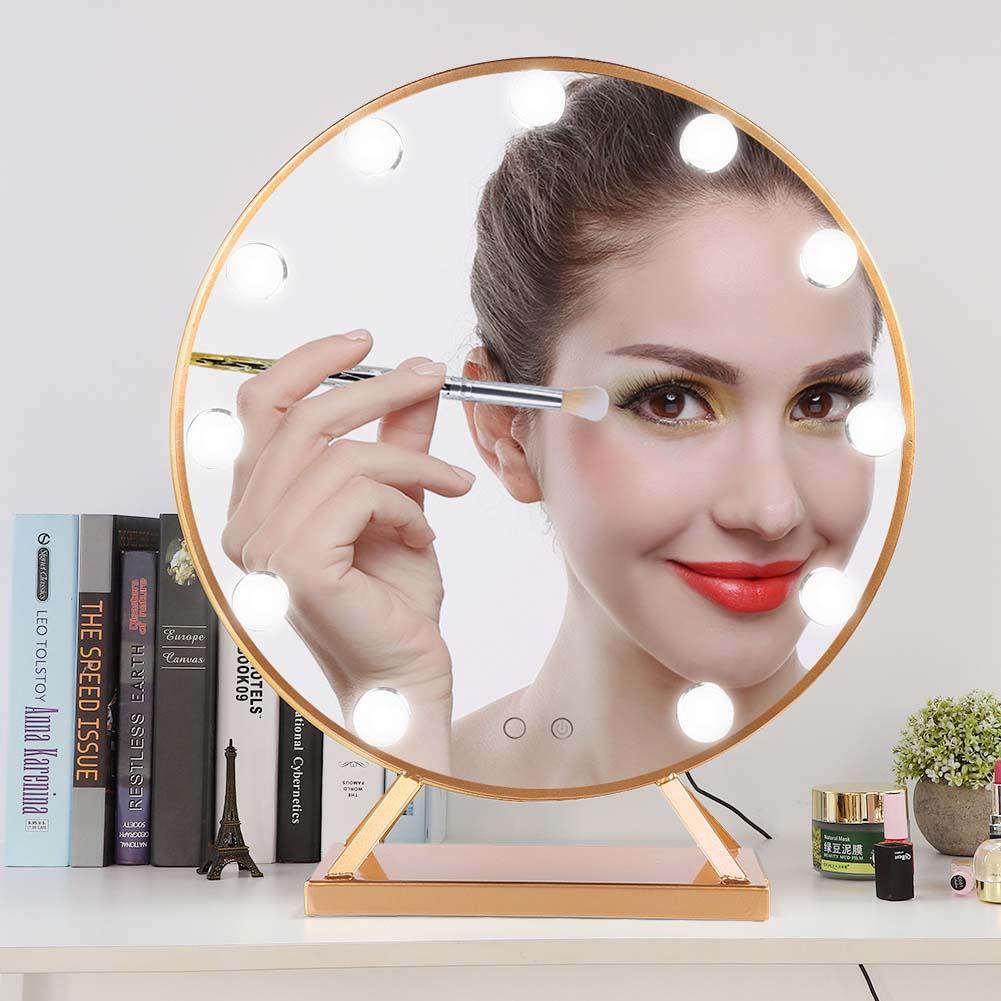 Mgaxyff HD Cosmetic Mirror With 11 LED Bulbs Golden Makeup Mirror 100240V US Plug, LED Cosmetic