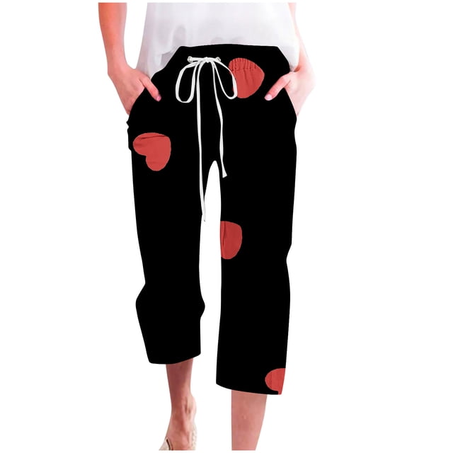 Pantalones de Mujer Casual Cintura Elástica con Impresión de Pascua, Sueltos Pantalones de Pierna Ancha Recta para Toda la Temporada