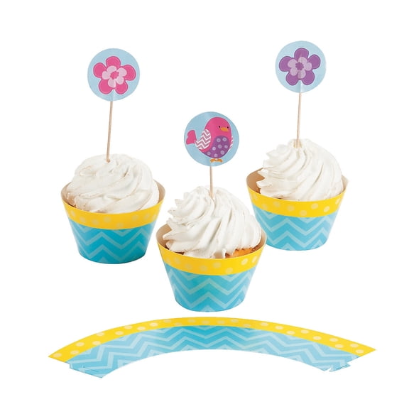 1St Tweet Cupcake Collars W/ Picks (100) - Party Supplies - 100 Pieces