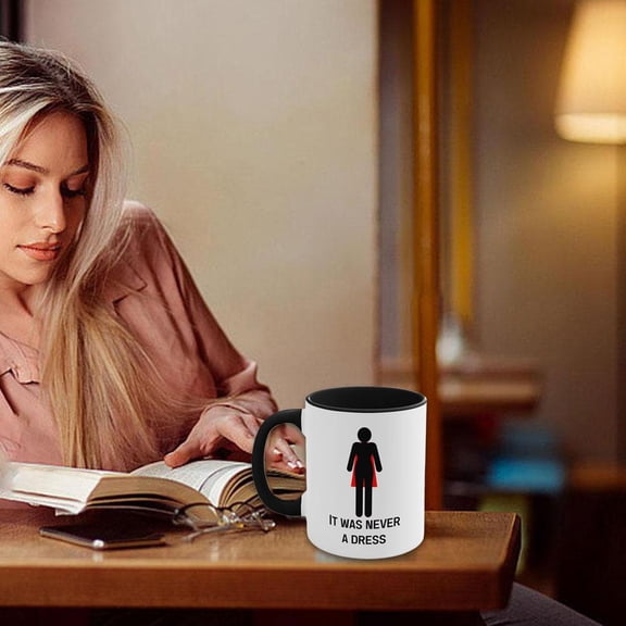 QHUDLV Sbyzm It Was Never a Dress Coffee Mug, Motivational Ceramic Mugs, Feminist Mug, Funny Ceramic Coffee Or Tea Mugs Novelty Creativity Drink Cups Unique Gift for Men Women 11 oz