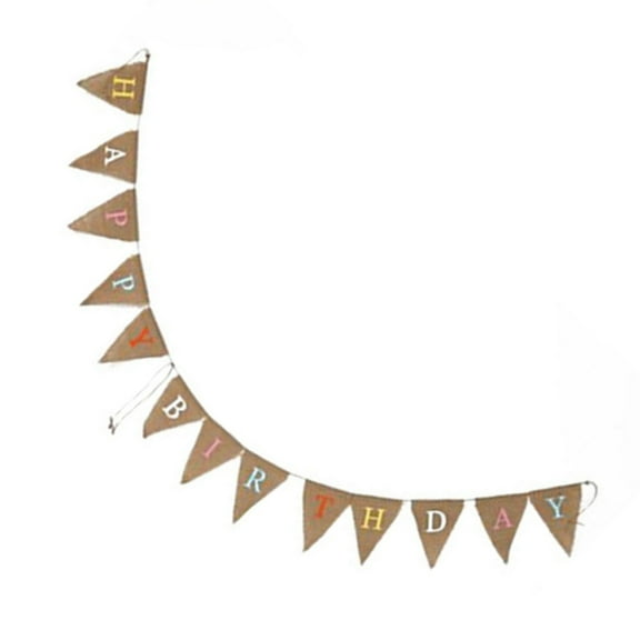 WHAMVOX Happy Birthday Banner Burlap Triangle Bunting for Birthday Party Decoration Assorted Color 3m Length
