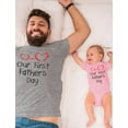 thumbnail image 4 of Our First Father's Day Dad & Baby Matching Set Infant Bodysuit & Men's T-Shirt Dad Gray X-Large / Baby Pink 12M (6-12M), 4 of 7