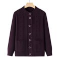 thumbnail image 2 of Arlun Women's Fall Winter Knitted Cardigans Sweater with Pockets Soft Comfy Thermal Button down Cardigan Crewneck Long Sleeve Solid Color Outerwear for Elderly, 2 of 8