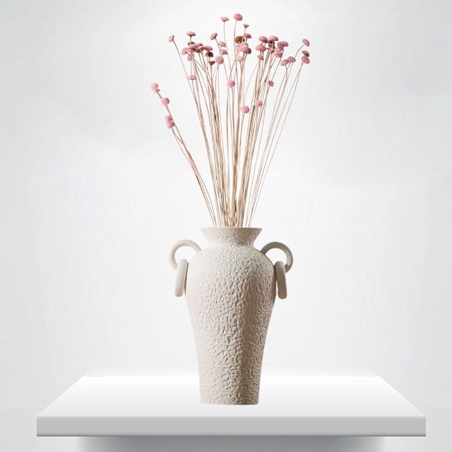 Florero de cerámica olla tarro con dos orejas mango flor arreglo contenedor multipropósito escritorio ornamento para oficina dormitorio Estilo B