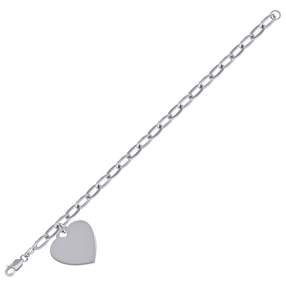 925 Sterling Silver Womens Love Heart Charm Bracelet 7.5 Inch 27.7x24.8mm Wide Charm Bracelet for Women