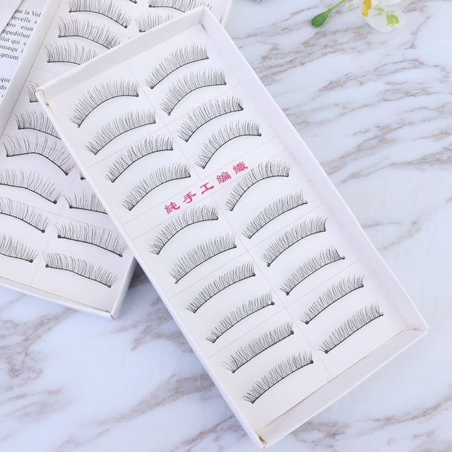unbranded 60Pairs Handmade Cotton Thread False Eyelashes Black for Natural Long Thick Eye Look