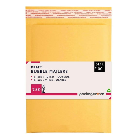 5x10 inches Kraft Bubble Mailer Self Seal Bubble Shipping Envelopes 250 Pack