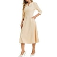 thumbnail image 4 of INSPIRE CHIC Women's Work Dress A Line 3/4 Sleeves Elegant Midi Dress S Deep Apricot, 4 of 5