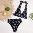 thumbnail image 5 of DOPI Ladies Fashion High Waist Split Swimsuit Butterfly Print Strap Sexy Bikini, 5 of 6