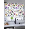 thumbnail image 5 of Sheer Curtains 54 Inch Length 2 Panels Set for Kitchen, Pueple Pink Flower Semi Sheer Curtains for Windows, Pastoral Pastel Pink Boho Floral Leaf Voile Window Treatments Rod Pocket Curtain, 5 of 7