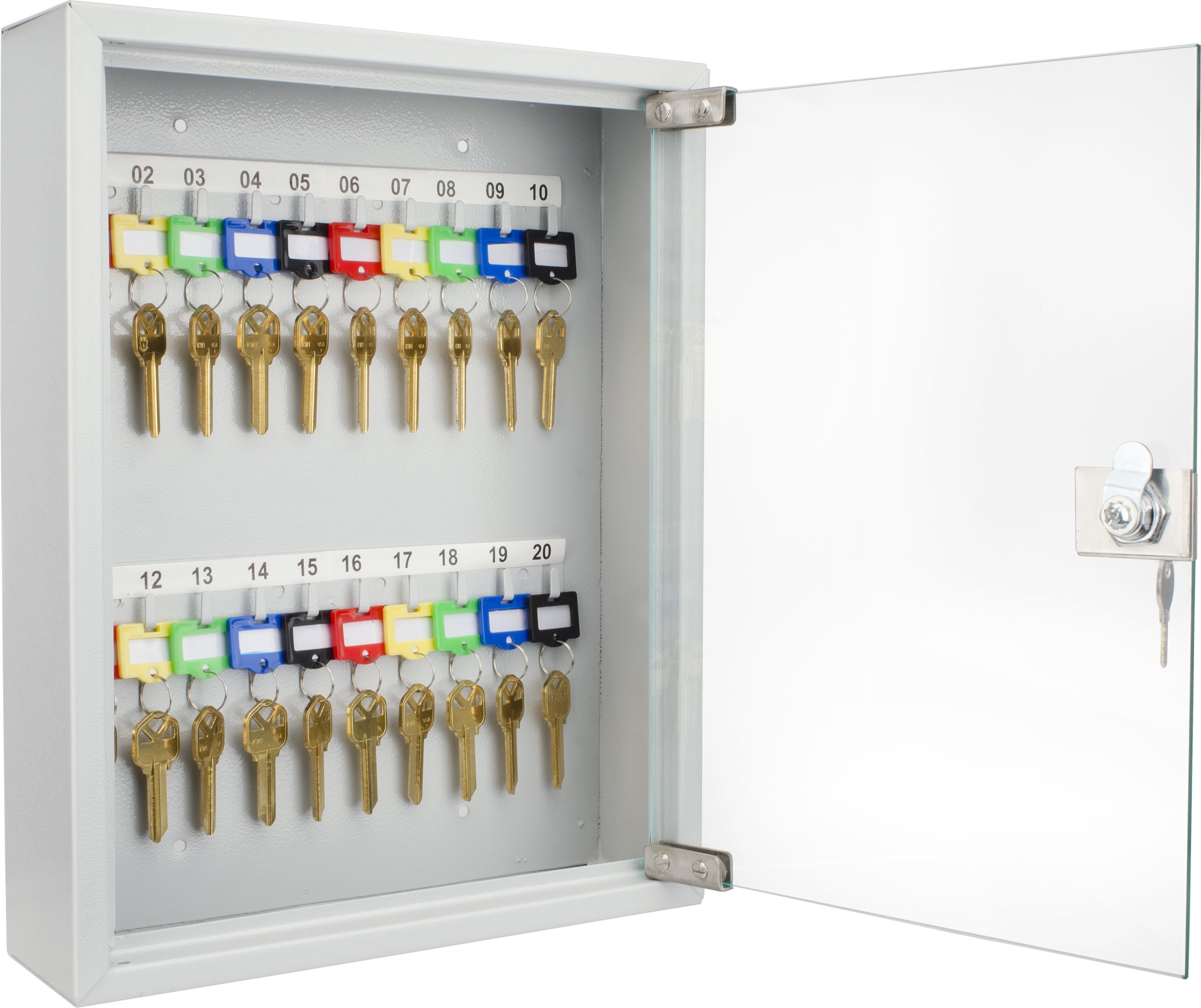 20 Keys Lock Box Gray W/ Glass Door