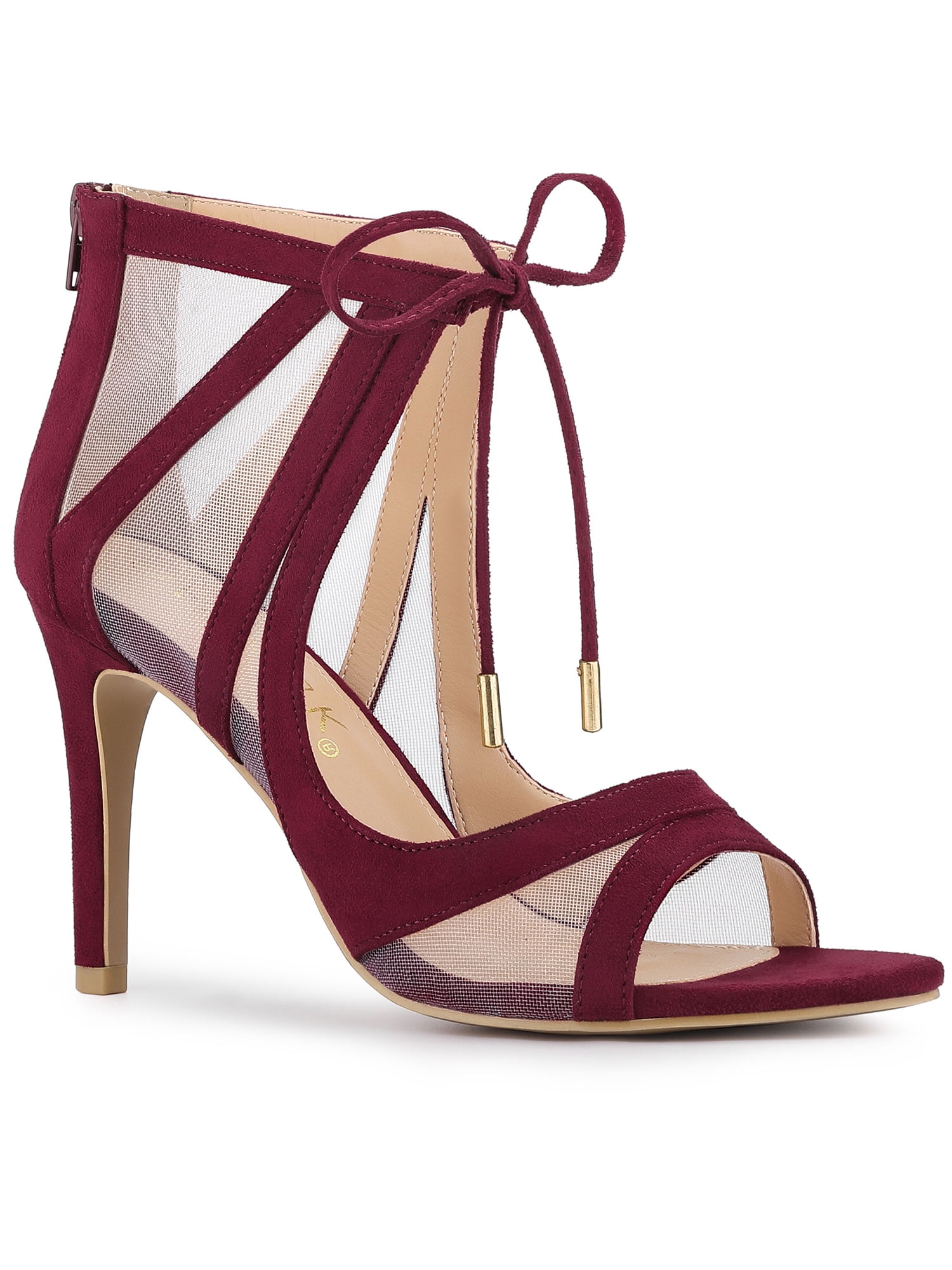 maroon strappy heels