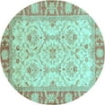 thumbnail image 1 of Ahgly Company Indoor Round Oriental Light Blue Modern Area Rugs, 6' Round, 1 of 4