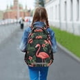 thumbnail image 6 of FORMRS Unisex Backpack Elementary School Travel Bookbag with Reflective Stripes, Red Flamingo Pattern, 6 of 7