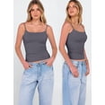 thumbnail image 6 of ANRABESS Womens Square Neck Tank Tops Adjustable Spaghetti Strap Double Lined Camisole Tops Basic Slim Fitted Comfy Breathable Summer Shirts Gray L, 6 of 11