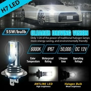 2pcs H7 Led Headlight Bulb Kit Car Fog Light Bulbs High Low Beam 110w 30000lm Super-Bright 6000k White