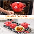 thumbnail image 3 of for Enameled Cast Iron Cookware Set - 7 Piece Set of Dutch Ovens, Sauce Pan, Skillet, 3 Lids, Dutch Oven Set, Ceramic Nonstick Coated, Heavy Duty, Gas/Induction Compatible, PFOA Free, Red, 3 of 7