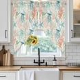 thumbnail image 6 of Teal Red Jellyfish Coastal Swag Valances for Windows, Kitchen Curtains 36 Inch Length 2 Panels Set, Nautical Beach Coral Starfish Short Curtains for Small Windows Rod Pocket Cafe Curtains 28"x36", 6 of 8