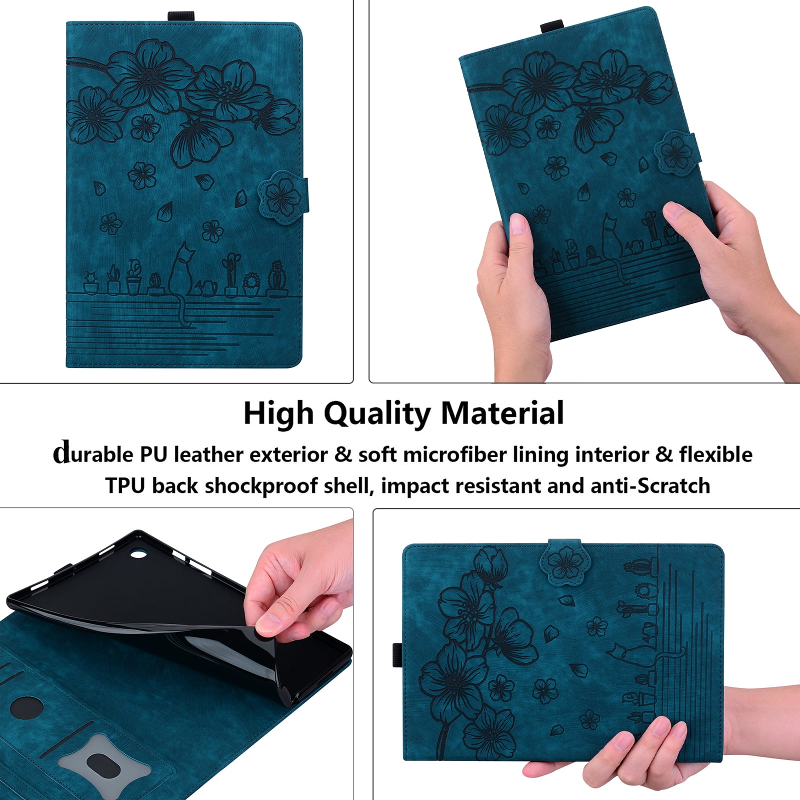 Allytechgroup Flip Case for Apple iPad (A16) 11th Gen 11" 2025/ iPad 10th Gen 10.9" 2022, Stylish Blossom PU Leather Auto Sleep Wake Protective Pencil Holder Shockproof Case for iPad 11/ iPad 10,Green