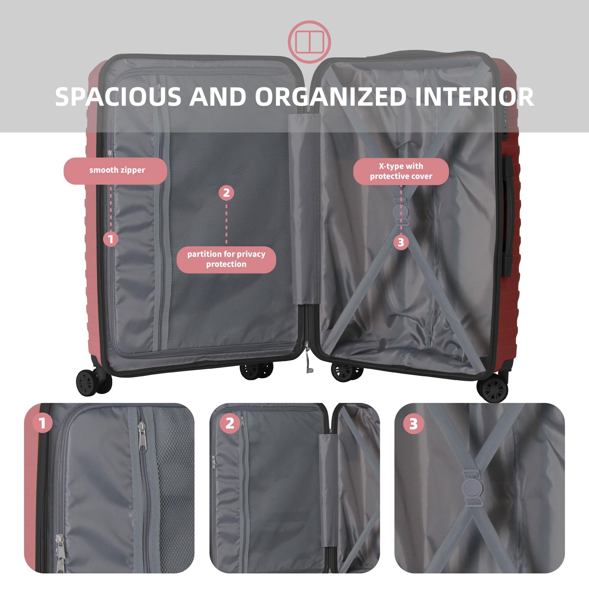 3-Piece PP Hardshell Luggage Set, Lightweight Scratch-Resistant Suitcases with Silent Spinner Wheels & TSA Lock, Peach Pink