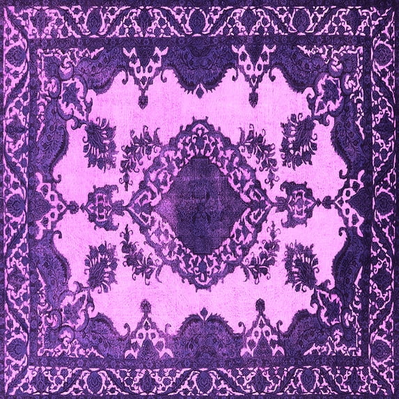 Ahgly Company Indoor Square Oriental Pink Industrial Area Rugs, 3' Square