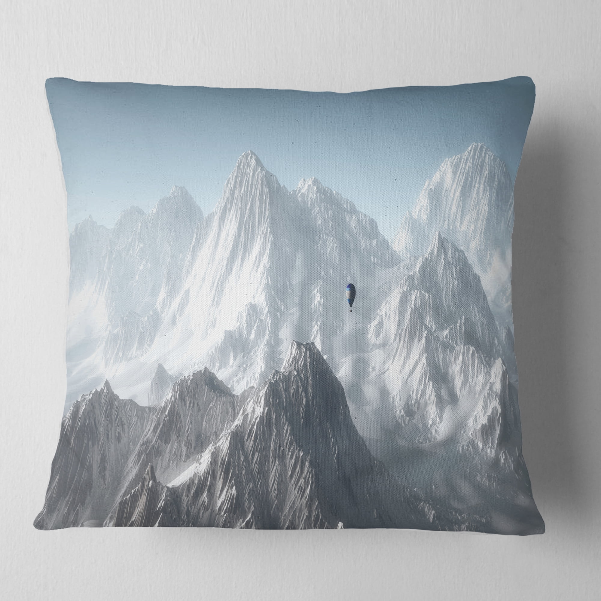 Designart Hot Air Balloon Flying - Landscape Photography Throw Pillow - 18x18