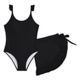 thumbnail image 3 of LRen Girls One Piece Swimsuits Solid Color Girls Swimsuit Textured Bathing Suit Adjustable Straps Swimwear for 7-8 Years, 3 of 8
