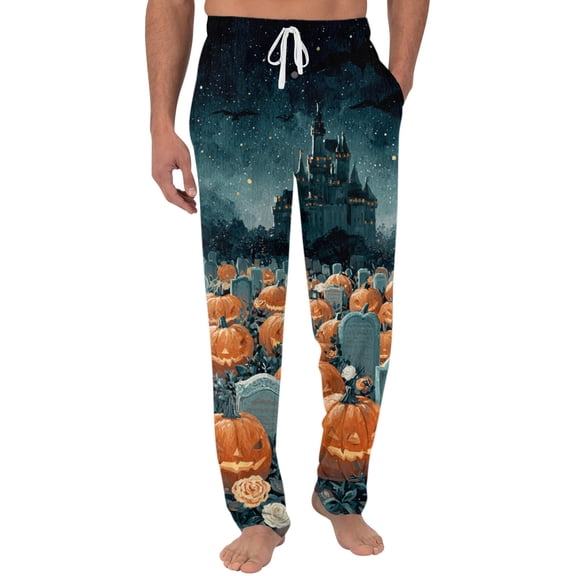 Satingcolo Halloween Mens Pajama Pants Sleepwear Lightweight Soft Pjs Bottoms Sleep Lounge Long Pant with Drawstring Pockets