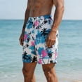 thumbnail image 3 of TKKCS Mens Graphic Swim Trunks- Elastic Waist Vacation Breathable Lightweight Drawstring Quick Dry Casual Beach Board Shorts Light Blue Size 2XL, 3 of 6