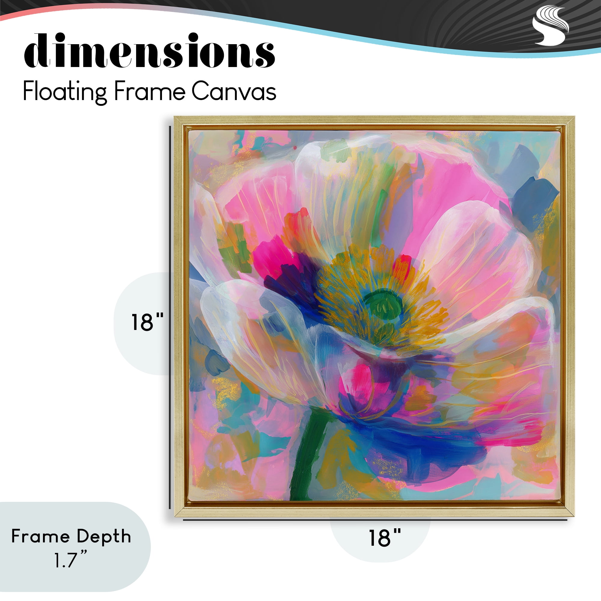 Stupell Industries Backlit Kaleidoscopic Poppy Gold Framed Floater Canvas Wall Art, design by Chromatic Storm Studio