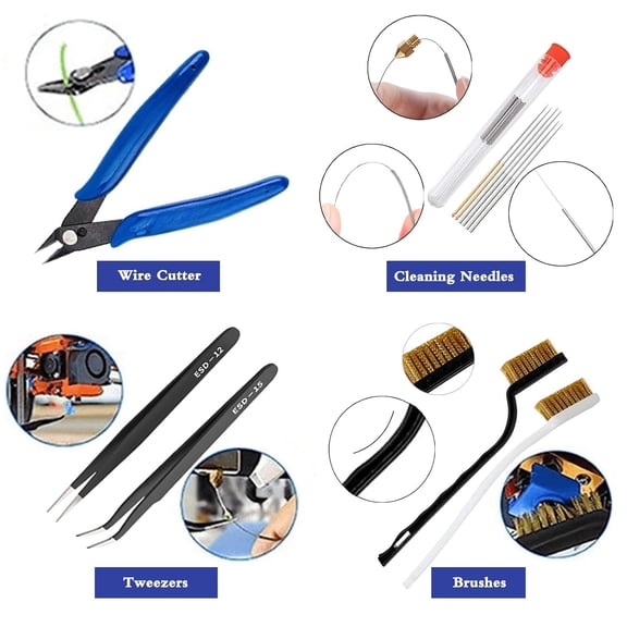 23Pcs 3D Printer Tool Kit, 3D Printer Accessories Removal Tools Includes Nozzle Cleaning Kit, Putty Knife Scraper, Brushes, Tweezers, Diamond Files for 3D Prints Cleaning Finishing