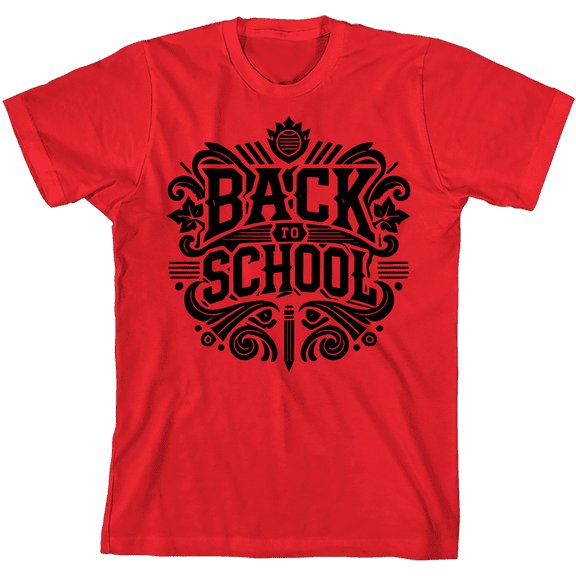 Back To School Adult Red Crew Neck Short Sleeve Tee-Medium