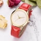 thumbnail image 2 of Reloj de pulsera con correa de PU para mujer con esfera de lazo en relieve y aleación (rojo), 2 of 3
