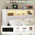 thumbnail image 2 of VanAcc Farmhouse King Size Bed Frame with Storage Bookcase Headboard and Footboard, Storage Wood Platform Bed Frame with Wood Slats Support, White, 2 of 6