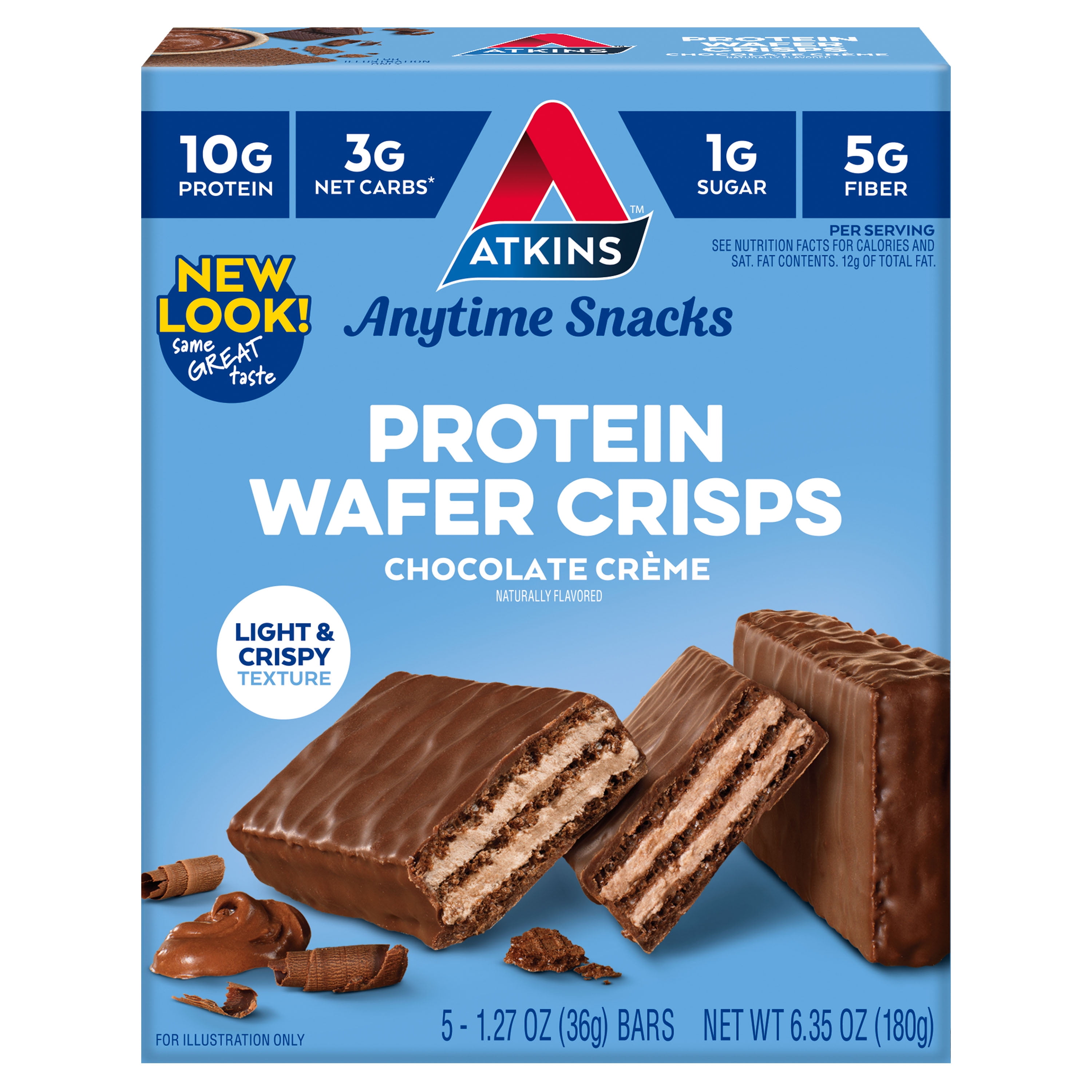 (2 pack) Atkins Snack, Protein Crisp Wafer, Chocolate Crème Wafers, 10g of Protein, 5 Count