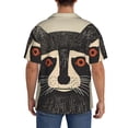 thumbnail image 3 of Honeii Retro Raccoon Graphic Print for Men's Short-Sleeved Button-Up Collared Shirt Featuring A Pocket, Perfect for Beach Vacations, And Travel Adventures.-4X-Large, 3 of 5