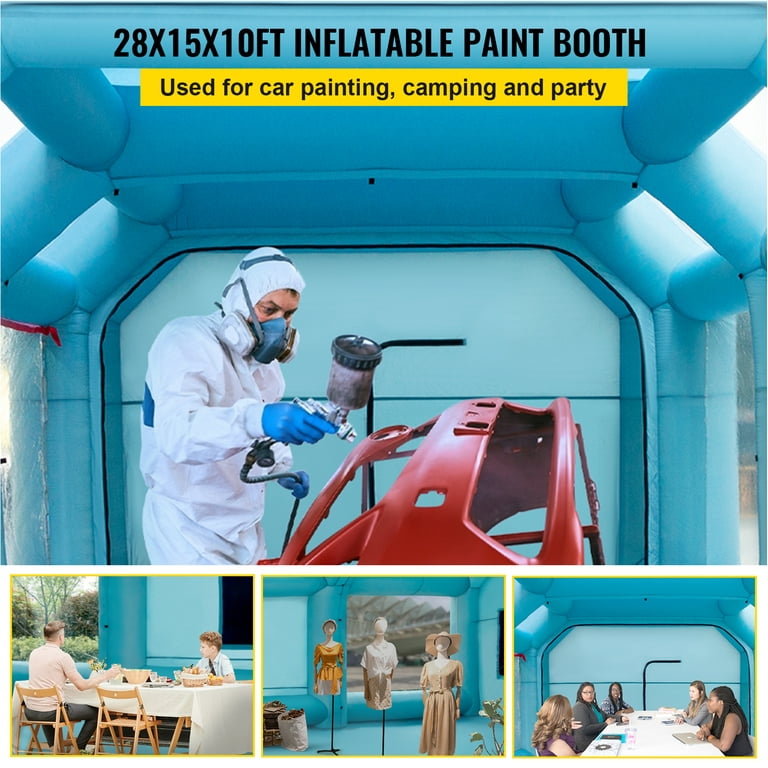 VEVOR Portable Inflatable Paint Booth, 28x15x10Ft Inflatable Spray Booth,Car Paint Tent with Air Filter System & 2 Blowers,Upgraded Blow Up Spray