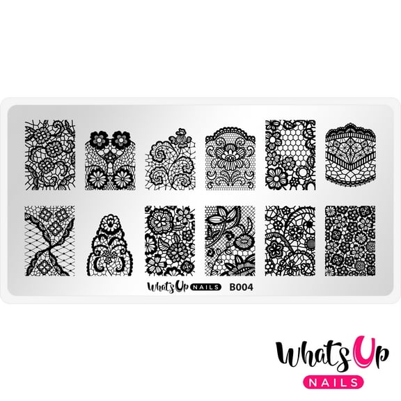 Whats Up Nails B004 Seductive Lace Metal Stamping Plate for Nail Art Design