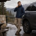 thumbnail image 3 of Youthup Men's Packable Hooded Long Coat - 3D Tailored Loose Fit Outdoor Commuter Jacket with Multiple Pockets, 3 of 12