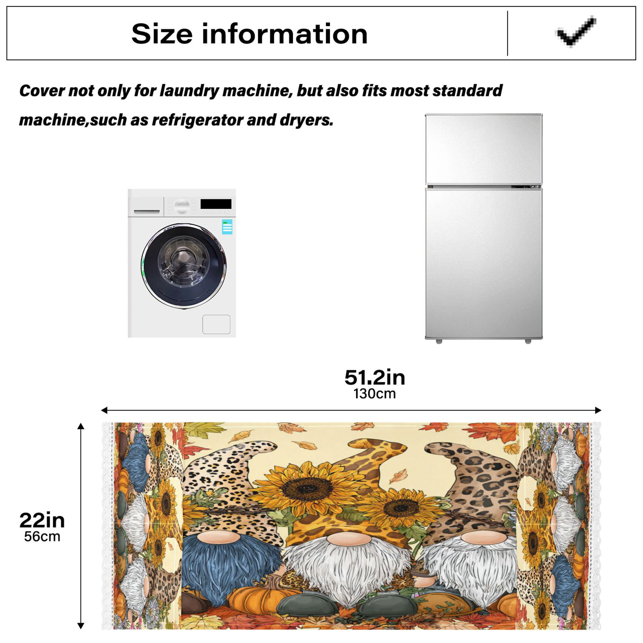 Wobogo Cute Leopard Skin Gnomes Washing Machine Cover Dustproof Washer Dryer Cover Waterproof Laundry Room Decorative Protector