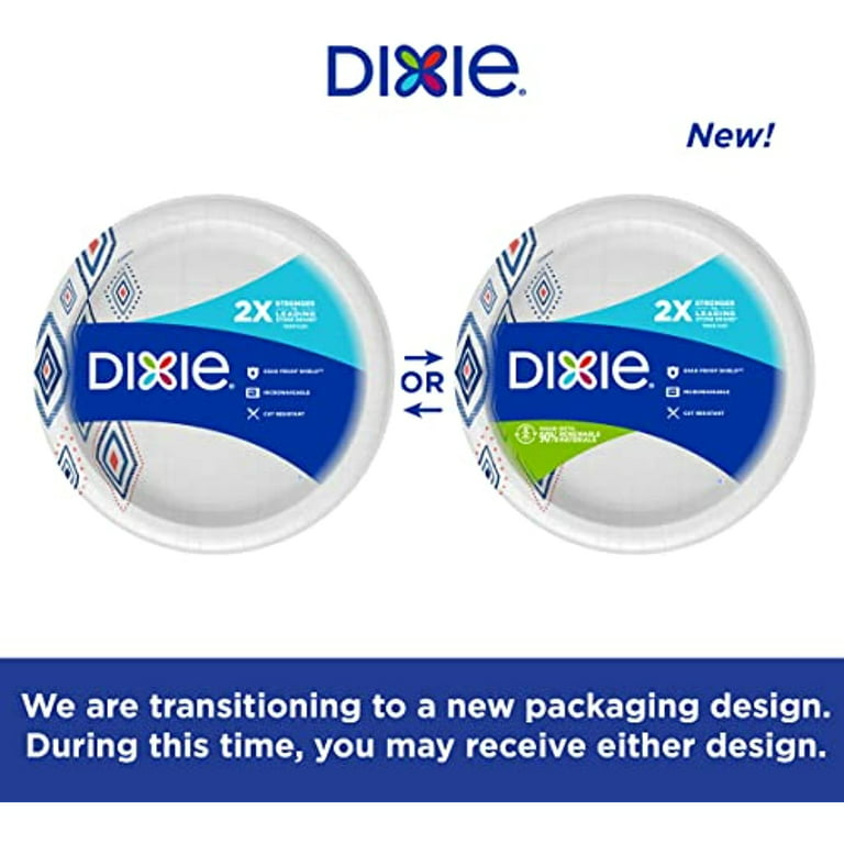 Dixie 10 inch Paper Plates, Dinner Size Printed Disposable Plate, 204 Count (3 Packs of 68 Plates)