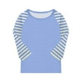 thumbnail image 4 of Xyxonk Girls 3/4 Sleeve Shirts Summer Cute Color Block Printed Shirts Size 10-12 Shirt Trendy Kids Crew Neck Knit T Shirts Tween Girls Clothes Size 10 Girls Clothes 10-12 Years,Sky Blue, 4 of 5