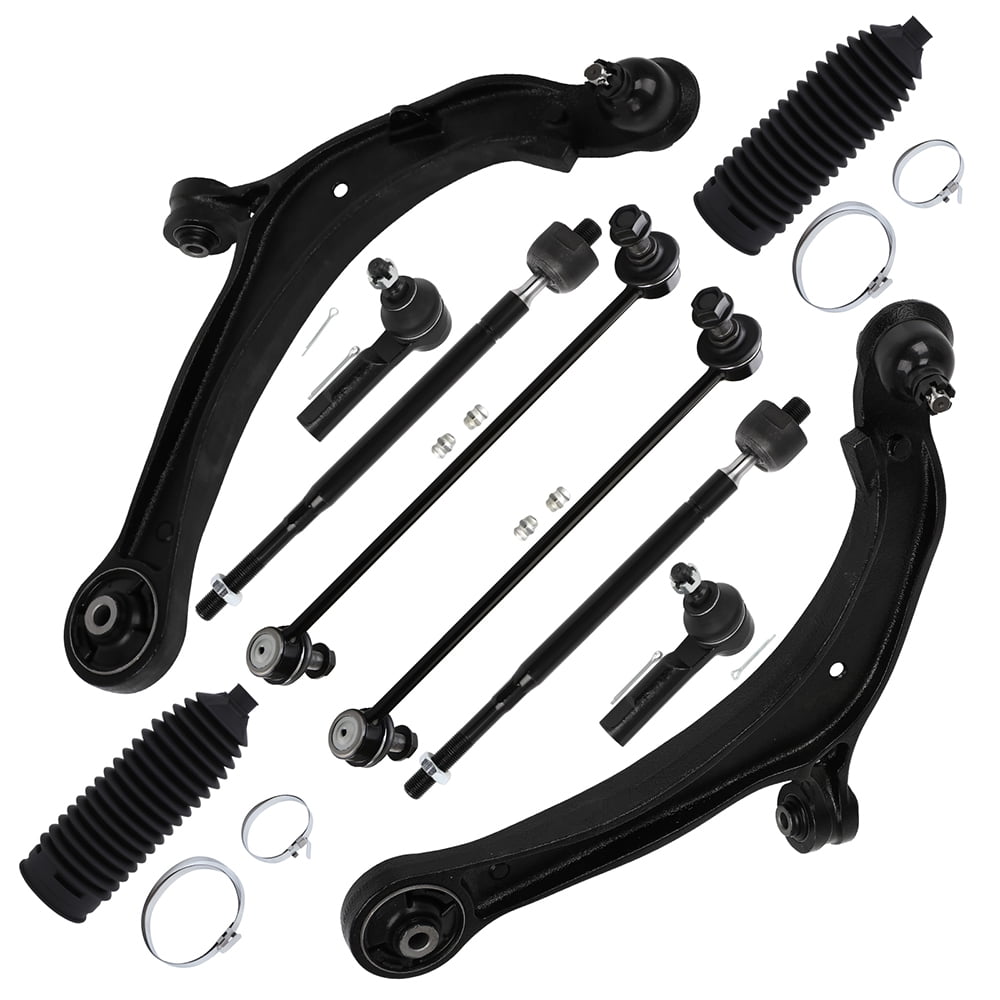 ECCPP - 10PCS Front Lower Control Arm w/Ball Joint Inner Outer Tie Rod End Sway Bar Link Steering Boot Compatible Fit 2011-2017 For Honda Odyssey Suspension Kit