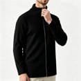 thumbnail image 2 of LODIENY Men Full Zip Cardigan Sweater Stand Collar Regular Fit Ribbed Knit Thermal Sweaters Long Sleeve Baggy Casual Fall Winter Outfits Black XXL, 2 of 5
