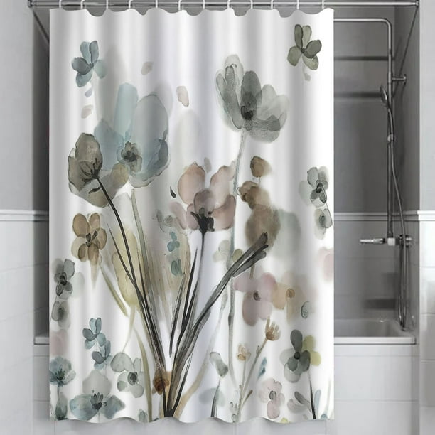 Shower Curtain 70x70 Inch With 12 Plastic Hooks Waterproof Shower Curtain  Bathroom Heavy Side Shower Curtain Machine Washable Quick Dry 